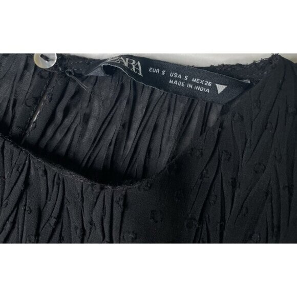 Zara Black Ruffle Peplum Blouse Women’s Small Romantic Long Sleeve - Picture 4 of 9